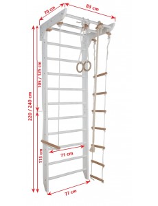 White Wall Bars with Accessories – Home Fitness Center for Children and Adults