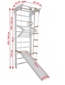 White Kids’ Climbing Wall with Accessories – Certified Wooden Gym Ladder for Home