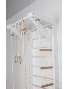 White Wall Bars with Accessories – Home Fitness Center for Children and Adults