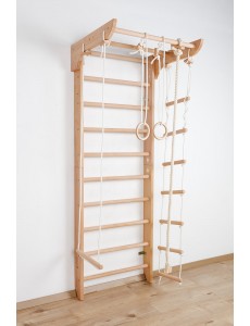 Wooden Wall Bar with Accessories – Safe Training Equipment for Kids and Adults