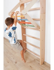 Children's Wall Bars with Movable Top Bar and Accessories